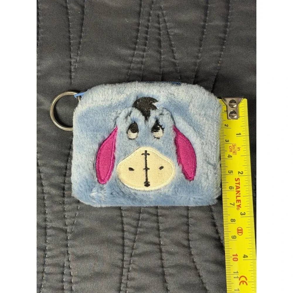 Disney Eeyore Plush Coin Purse Keychain Mini Zip Pouch Blue Winnie the Pooh